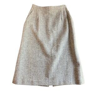 Lady Slater Herringbone Wool Skirt Midi Length Career Wear Size 10